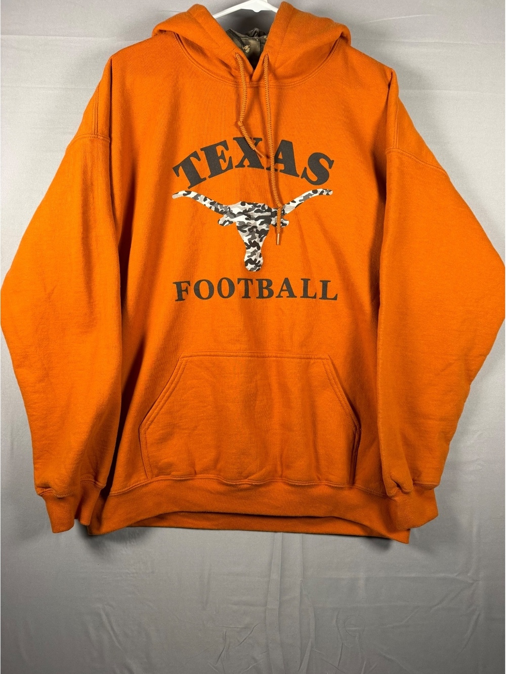 Mossy Oak Texas Football Orange Hoodie with Camouflage Hood Lining XL